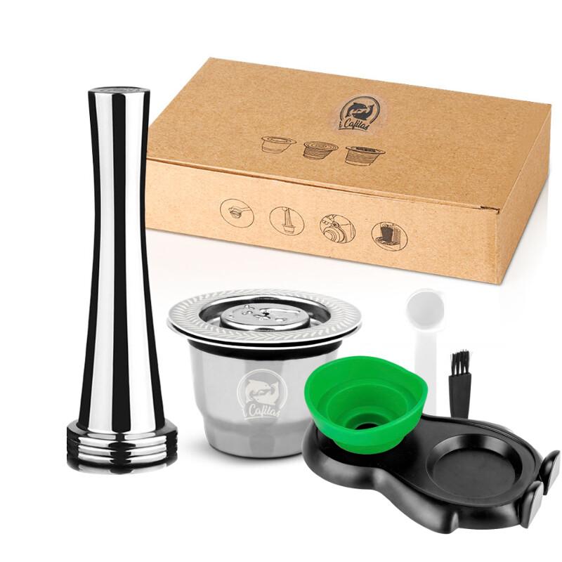 i Cafilas [NESC03] Многоразовый капсульный фильтр для кофе, чашки для приготовления крема из нержавеющей стали, стручки, тамперная основа для Nespresso Inissia, Essenza, Philips LOR Barista