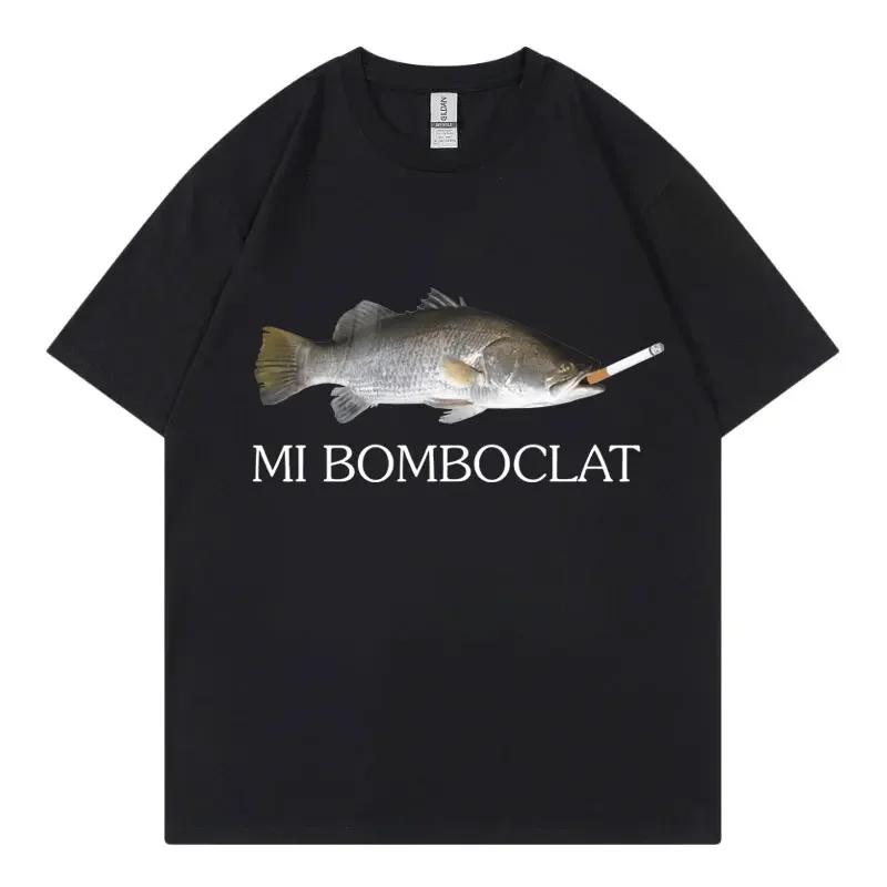 Высококачественная мужская футболка 100% чистый хлопок Bomboclat Рыбалка Мем Интересная футболка Модный ритейл Y2k Женская с коротким рукавом