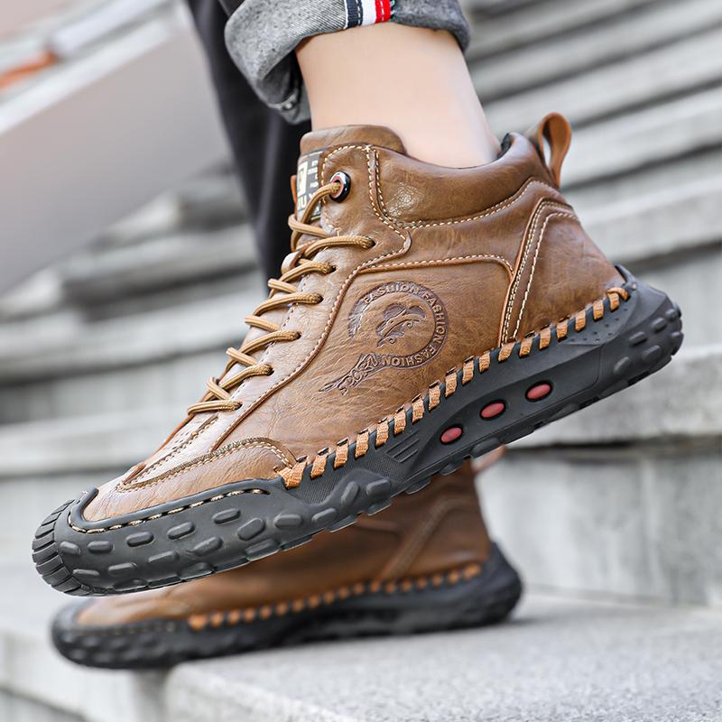 Autumn Handmade Men's Casual Boots Large Size Driving Car Boots Handmade Sewing Ankle Boots