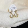 Geometric rhombus opal painless mosquito coil disc earrings fashion temperament stud earrings women's ear clips hole-free high-end earrings
