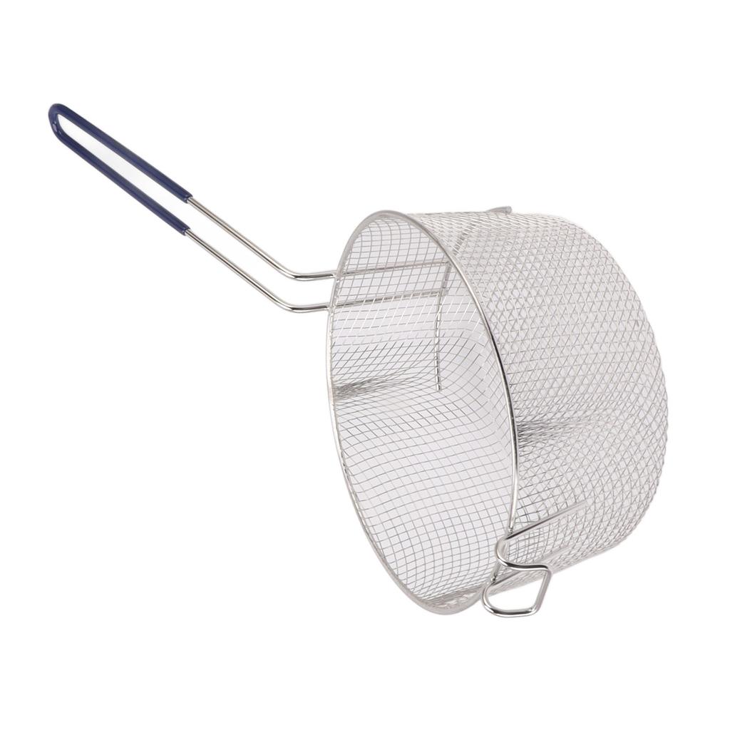 Frying Basket Stainless Steel Long Handle Reusable Rust Resistant Fry Net for Fish Chicken Nuggets Rubber Handle