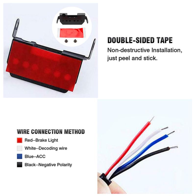 1Pc Car Triangle Lights Rear Brake Light Stop Safety Remote Lamp For Jdm Bba 12V