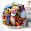 1pc Sturdy 8-Bone Auto Umbrella, Pooh Bear And Friends Good Night Floral Umbrella, Digital Printed, Foldable Umbrella for On-the-Go Outdoor Use