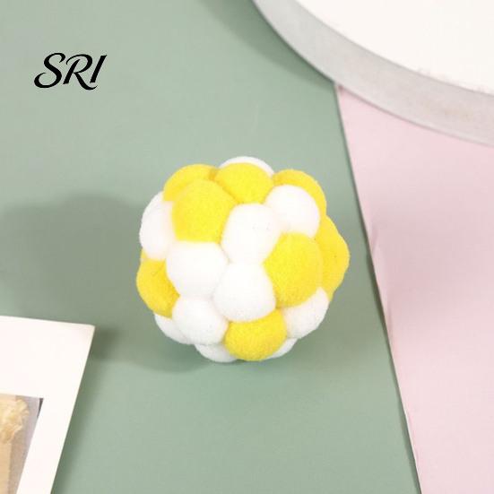 Plush Cat Toy Ball with Built-in Bell Soft Macaron Balls Fun Plaything Bite-Resistant Chew Toys for Indoor Cats and Kittens Noise Making