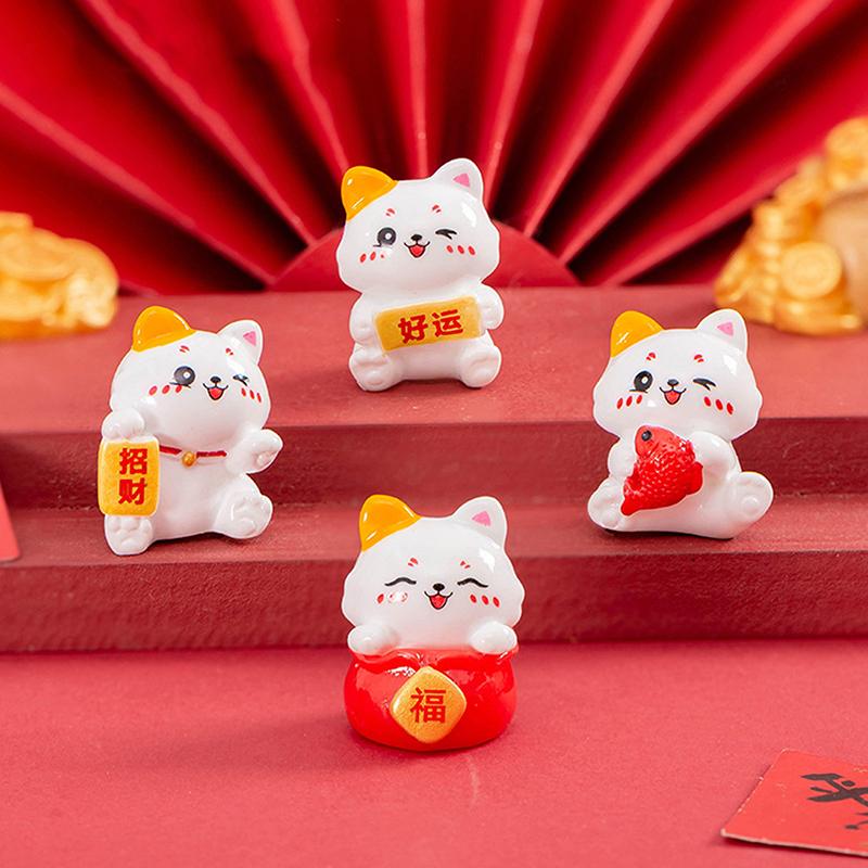 Cute Cat Mini Figurines Cartoon Lucky Cat Small Ornaments Creative Mascot Landscape Decoration Home Decoration Toys Gifts