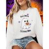 Halloween Coloring Book Printing Sweatshirts Women Winter Fleece Warm Hoodie O-Neck Loose Pullover Basics Sporty Womans Clothes