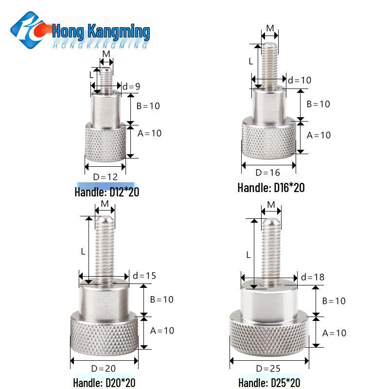 Винт с накатанной головкой из нержавеющей стали Hongkangming M6/M8/M10