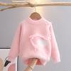 Child Sweater Autumn Winter Pullover Tops Girls Round Neck Sweaters Velvet Cartoon Long Sleeve Knitted Shirt