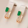 Квадратные изумрудно-зеленые женские серьги с цирконом золотого цвета, изысканные французские украшения