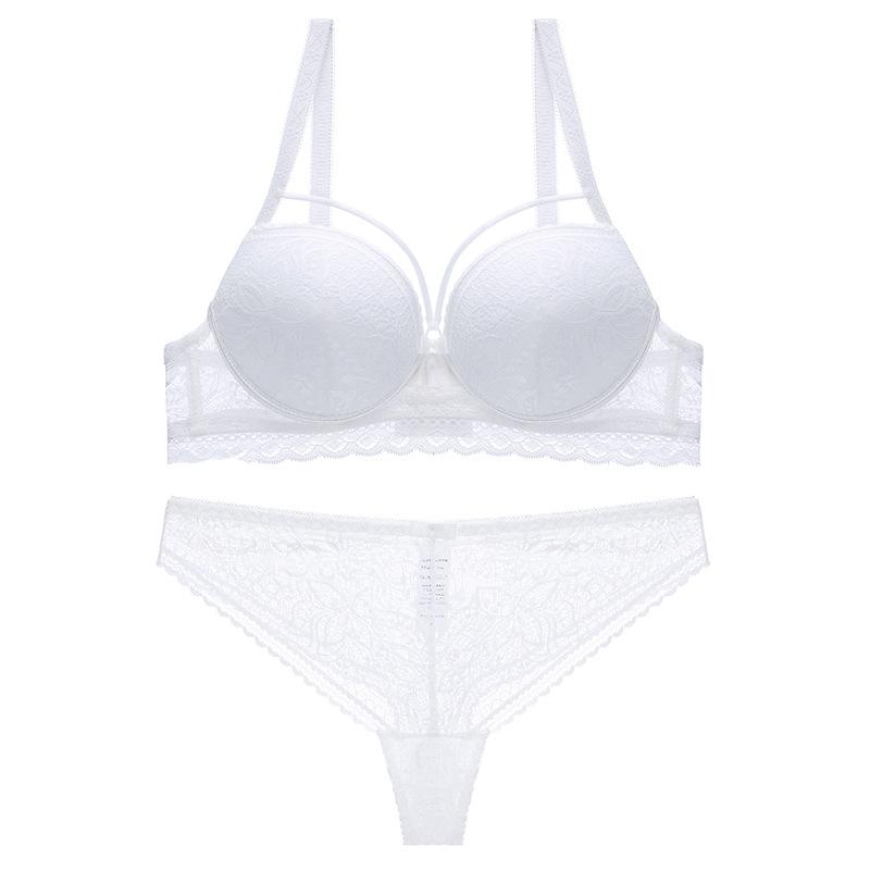Европейский и американский стиль Женская мода сексуальный бюстгальтер пуш-ап и трусики комплект однотонного нижнего белья комплект кружевного нижнего белья