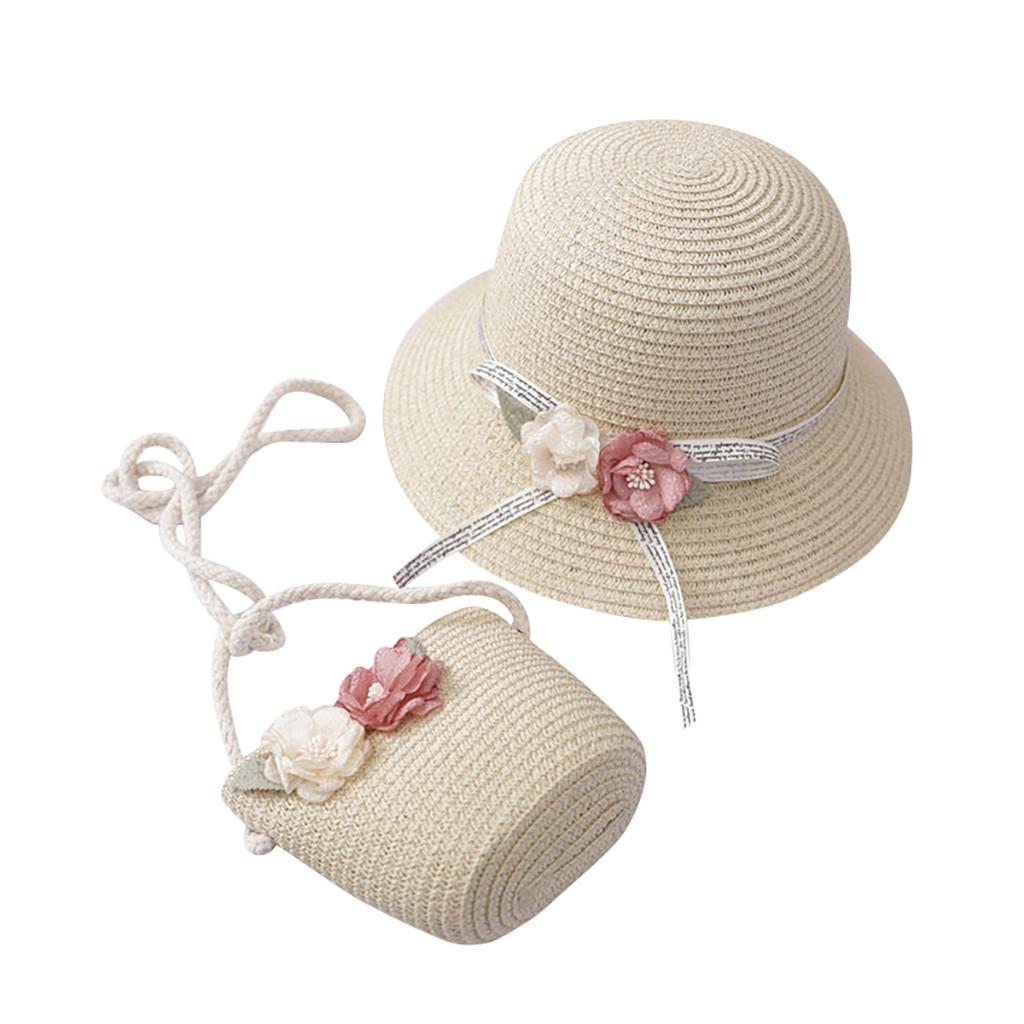 Girls 2-7 Age Tourism Sun Hat Flower Children Sun Hat And Bag Set