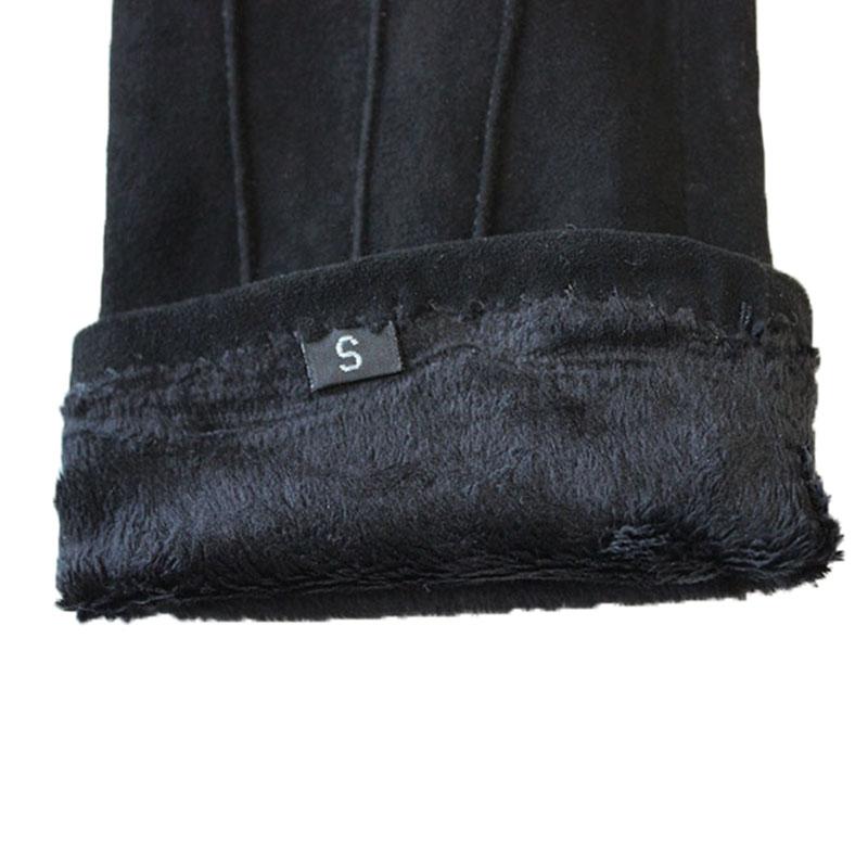 Женские замшевые перчатки из овчины, кожаные, черные, бархатная подкладка, модные, для защиты рук, новые, осенне-зимние, теплые, для путешествий на открытом воздухе, с деталями