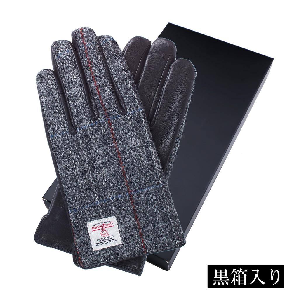 7th HEAVEN Harris Tweed Leather Gloves Men's Smartphone-Compatible AY-15AWGL-002 (Bordeaux)