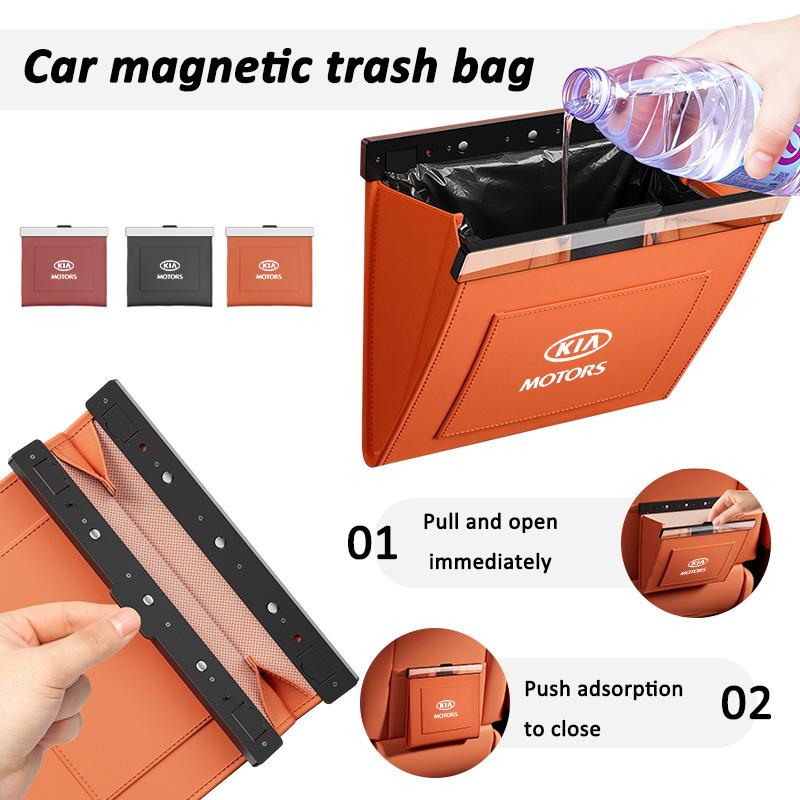 AAOA1 Premium Car Magnetic Trash Can Folding Hanging Storage Bag For KIA Rio Ceed Sportage Cerato Soul Sorento KN Picanto Optima Niro
