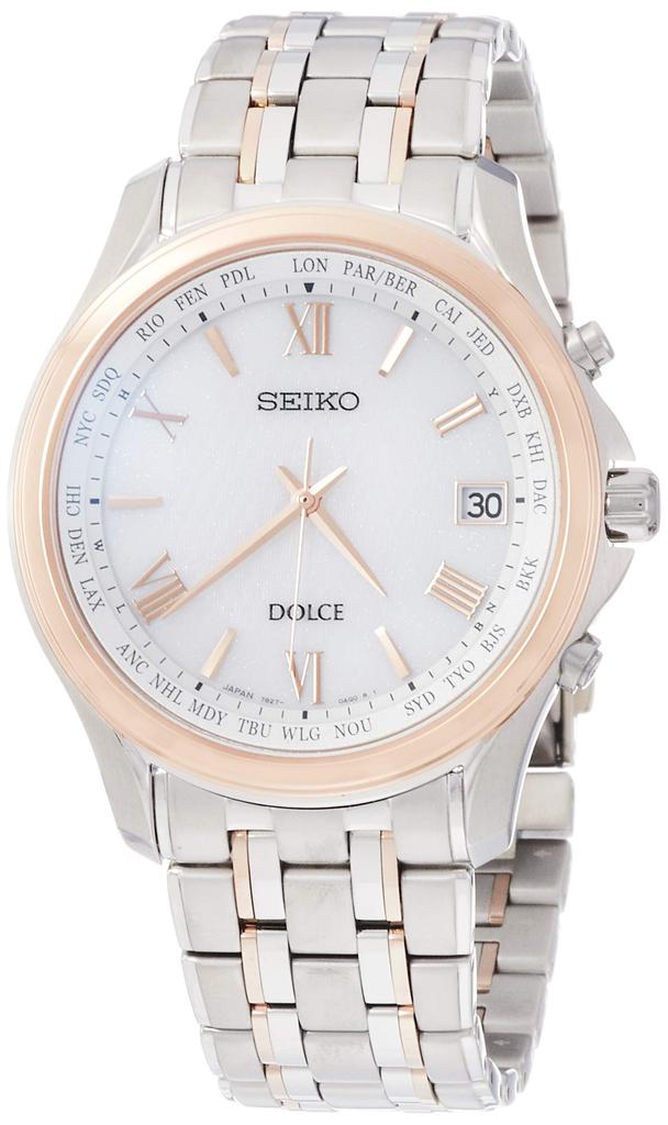 [Часы Seiko] Часы Dolce Solar Radio Titanium, модель Platinum Diamond Shield, белый циферблат, изогнутое сапфировое стекло, SADZ202, мужские, серебристые
