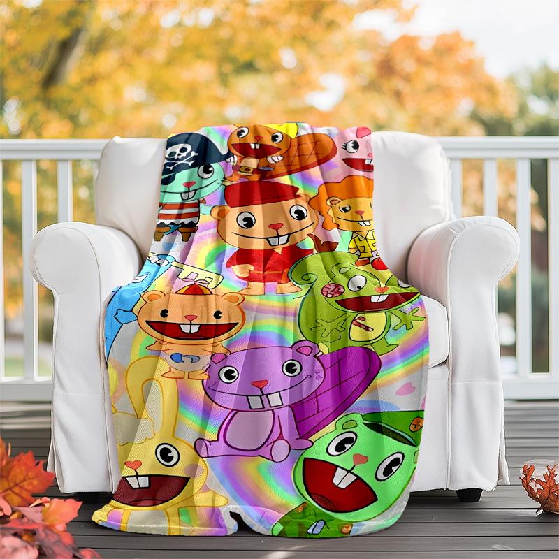 Happy Tree Friends4 printed throw blanket—lightweight,soft,warm;versatile blanket for all seasons—perfect as &air-conditioning throw,nap blanket