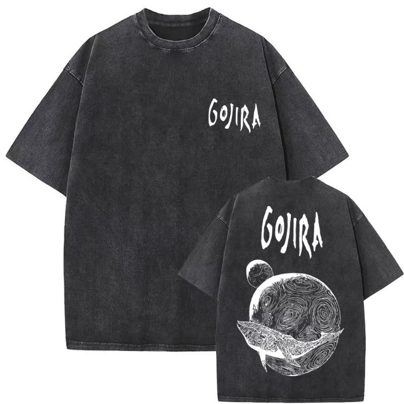 Стирка Винтажная Французская Металлическая Группа Gojira Альбом The Flesh Alive Обложка Футболка Унисекс Женская Рок Оверсайз Футболка Унисекс Повседневные Футболки