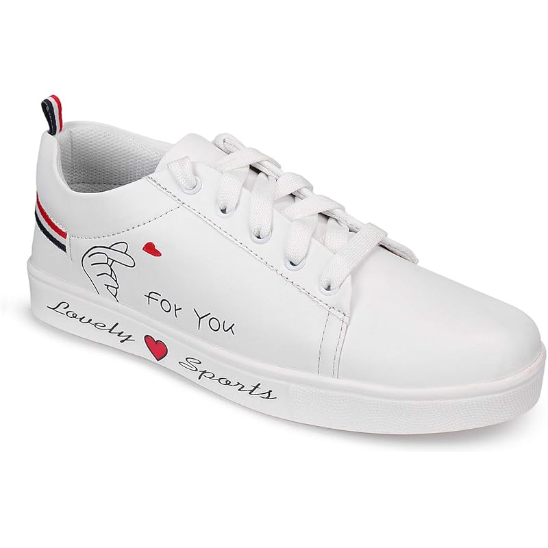 Shoetopia - Since 1998 Womens & Girls White Stylish Lace Up Casual Sneakers-Eu36