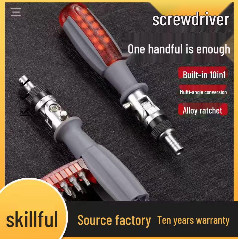 10-in-1 Multifunctional Ratchet Screwdriver Set: Phillips, Torx, Multi-angle, and Odd-shaped Bits with Sewing Machine Screwdriver