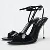 Fashion Fashion Patent Leather High-Heel Sandals Women Sexy Open-Toe Ankle Strap Buckle Brand Designer Shoes Elegant Evening Dress Shoes
