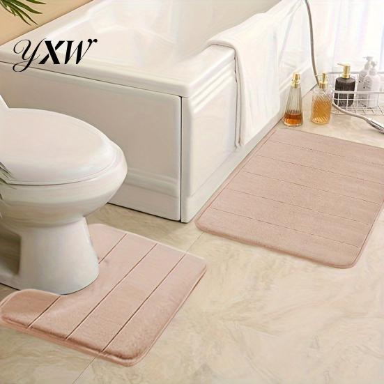 Soft Coral Velvet Mat 2Pcs/Set Bathroom Floor Non-Slip Bottom 40x60cm Square Pad 40x50cm U-Shaped Easy To Clean Bath