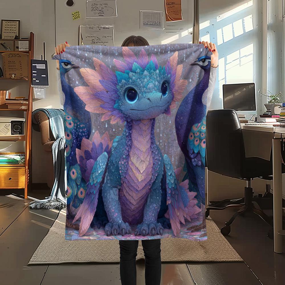 Purple Dragons Print Flannel Blanket, High quality Comfortable for All Seasons, Home Decor, Warmth and Comfort