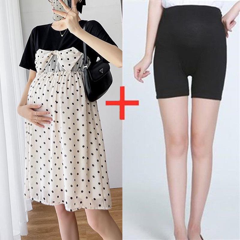 Maternity Two-Piece Chiffon Dress Set - Loose, Summer, Belly-Covering, Mid-Length Skirt