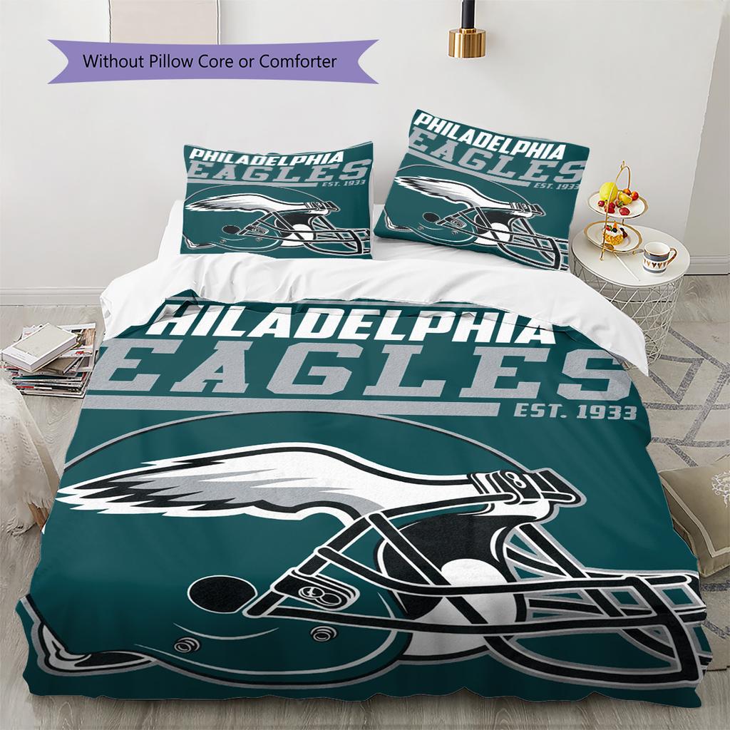 Philadelphia Eagles Pattern Bedding Set Quilt Cover Pillowcase Home Decor Gift (1 * duvet cover + 2 * pillowcase, without core)