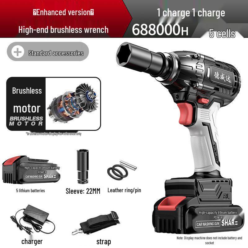 Powerful Brushless Electric Impact Wrench with Rechargeable Lithium Battery for Scaffolding, Carpentry, and Auto Repair