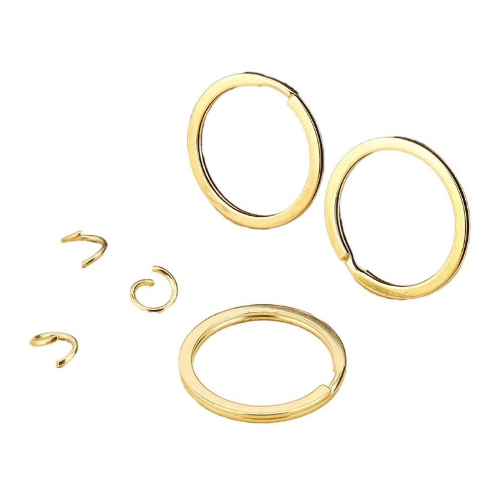 50 шт. антикоррозийные металлические брелки для ключей золотые ключи крепление соединительный аксессуар плоские брелки для ключей автомобиль