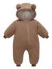 AIEOE Newborn Baby Long Sleeve Down Baby Bear Front Easy Baby Baby Shower Size 90 Jumpsuit, Romper, Hooded, Autumn/Winter, Coverall, Warm,