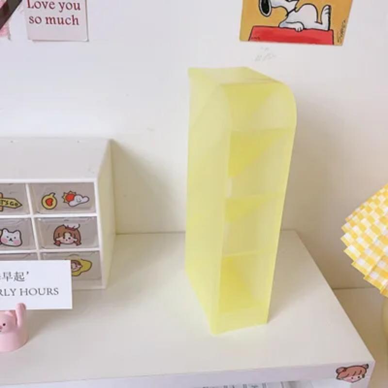 Настольный держатель для ручек цвета Macaron, ящик для хранения кистей для макияжа, 4 сетки, наклонная вставка, настольный органайзер, школьные канцелярские принадлежности