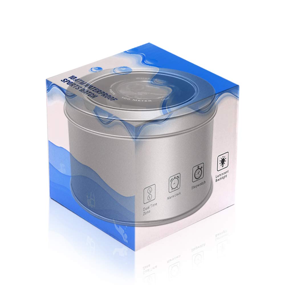 Многофункциональные мужские часы с водозащитой 10 АТМ, идеально подходящие для плавания, дайвинга и серфинга, с будильником, календарем, секундомером, двойным временем и 12-часовым форматом.