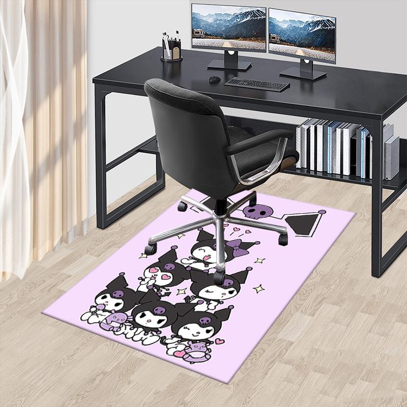 Kuromi Anime Cartoon Design Office Chair Mat Non-Slip Carpet for Home Decor, Suitable for All Seasons, Perfect Gift for Holidays.E092