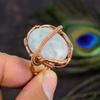 Радужный лунный камень ручной работы, украшение из медной проволоки, кольцо, размер 5 J7l56