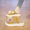 Summer New Flower Platform Slippers Women Wear Open-toed Large Size One-word Drag Beach Casual Cool Slippers Women