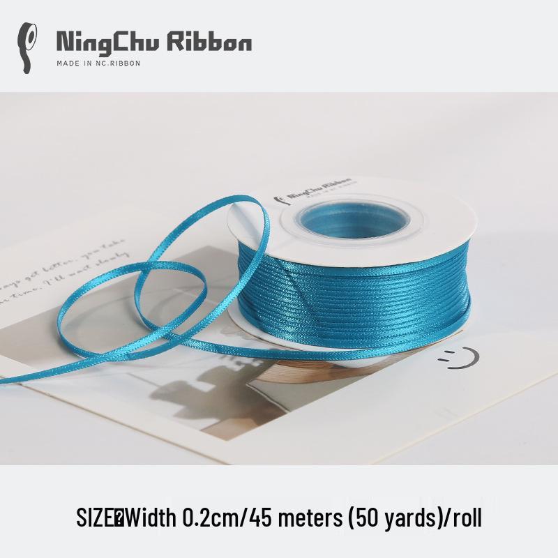 Двусторонняя атласная лента 2 мм для закладки, свадебных бантов и подарочной упаковки