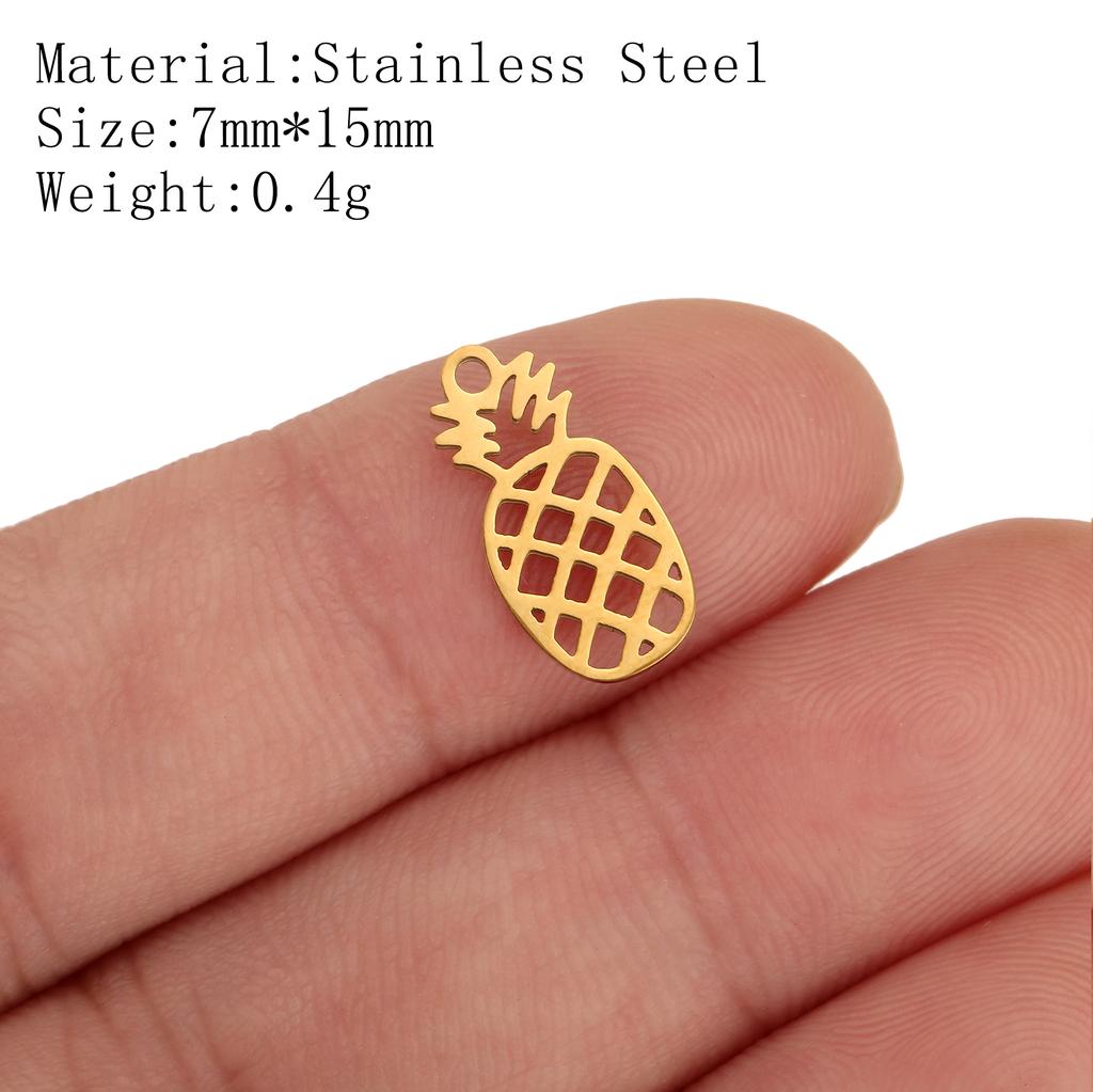 5Pcs Pineapple/Monstera Leaf/Tropical Hawaii Palm Tree Charms Stainless Steel Conch Pendant DIY Bracelet Necklace Jewelry Making