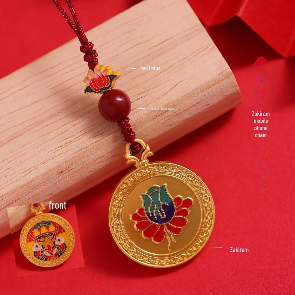 Древний золотой эмалевый кулон Закирам Богиня богатства брелок и брелок для телефона