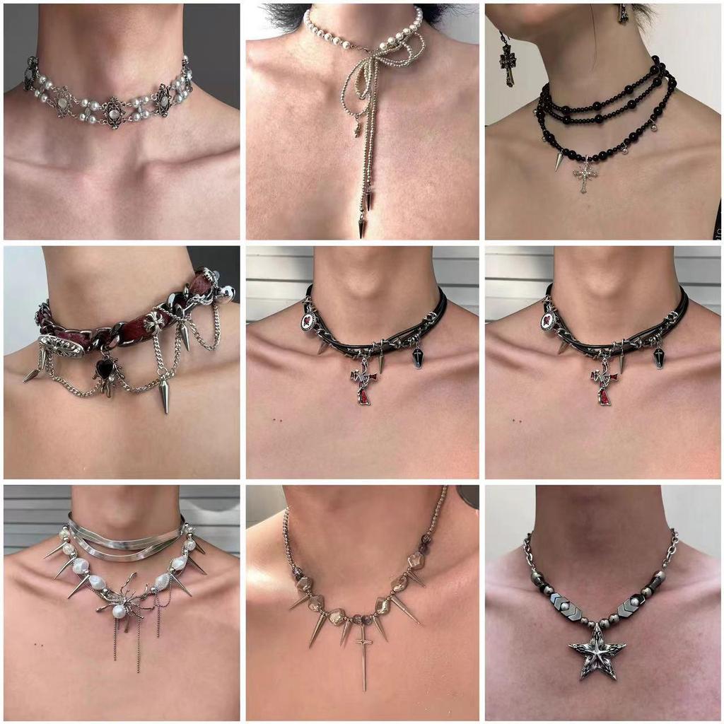 Ожерелье из бисера Y2K со звездой - Титановая сталь, панк-готический стиль для женщин
