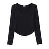 Modal Cotton U-neck T-shirt for Women Long-sleeved Autumn and Winter New Tight Sexy Pure Style Inner Bottom Shirt Top