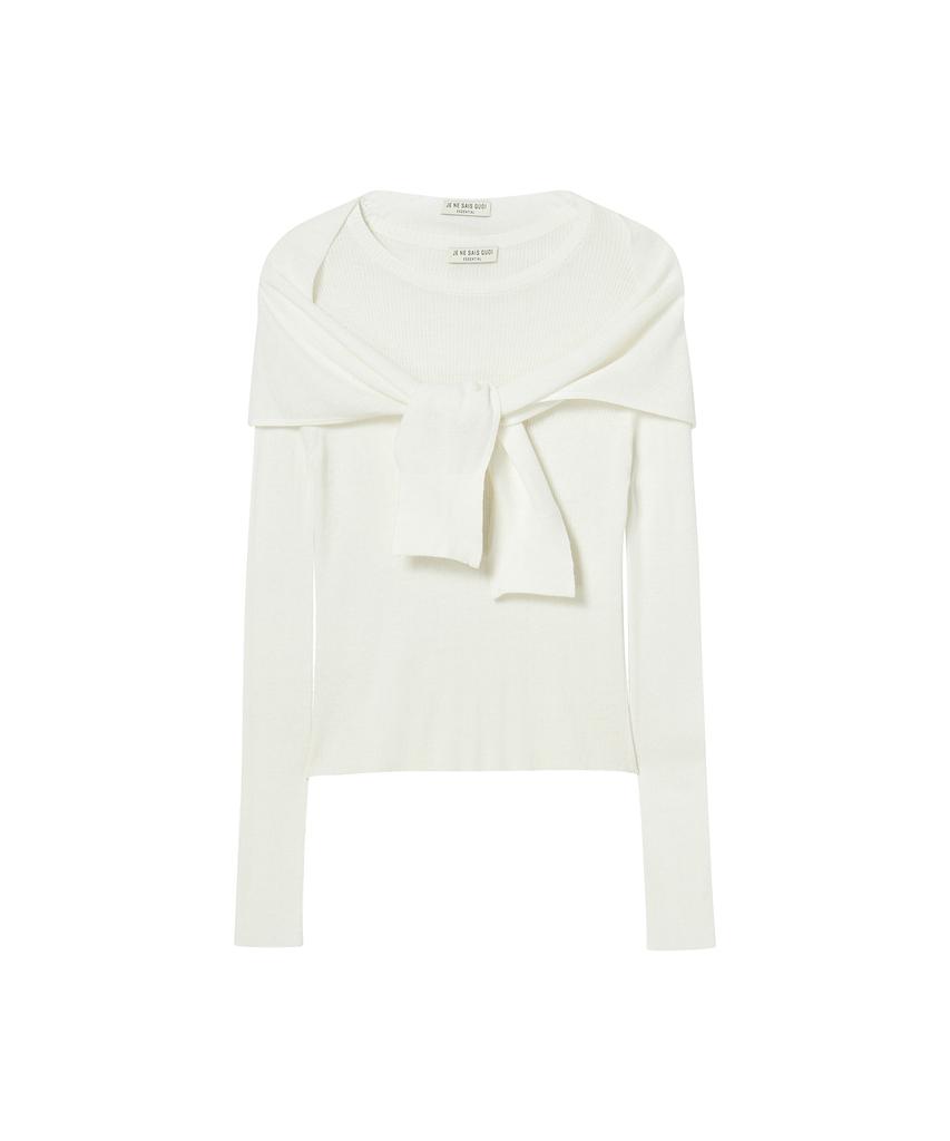 JE NE SAIS QUOI Rib Cashmere Knit + Shawl Muffler Set_ Ivory