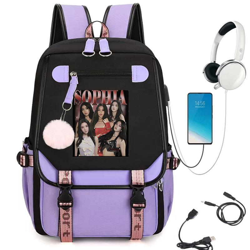 KATSEYE Girl Group Print Backpack Large Capacity Student Bookbag Campus School Casual Travel Rucksack 60123-2