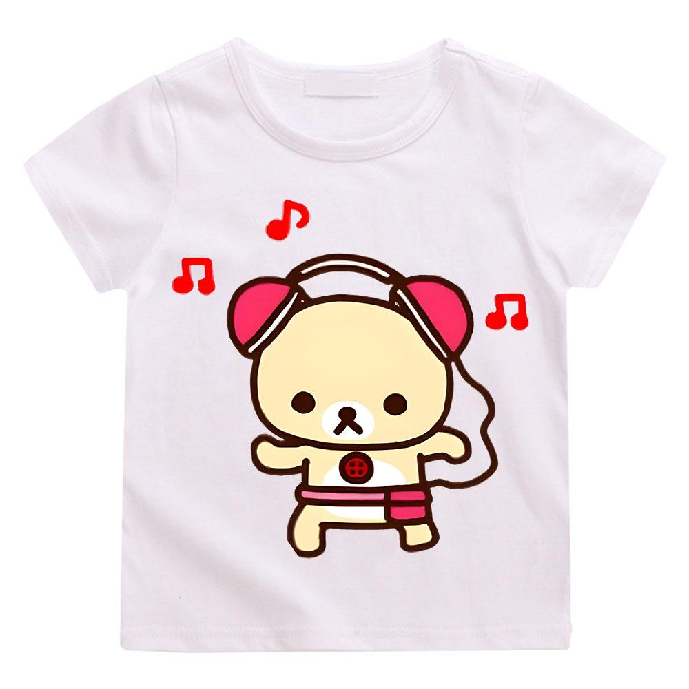Мультяшная футболка Rilakkuma для мальчиков и девочек, детская одежда, хип-хоп топы с коротким рукавом, спортивная мода, уличная одежда, футболки с мангой/комиксами