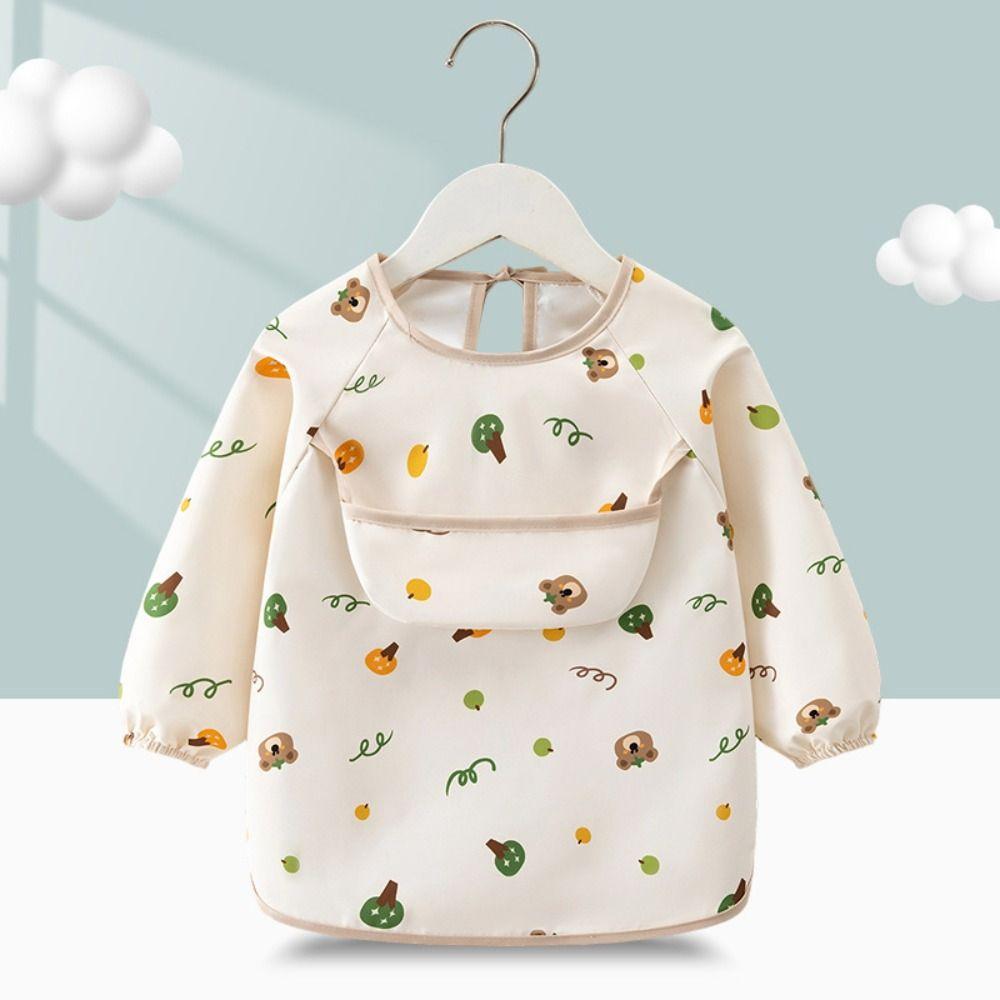 Waterproof Baby Long Sleeve Apron Feeding Blouse Toddler Bibs New Children Feeding Bib