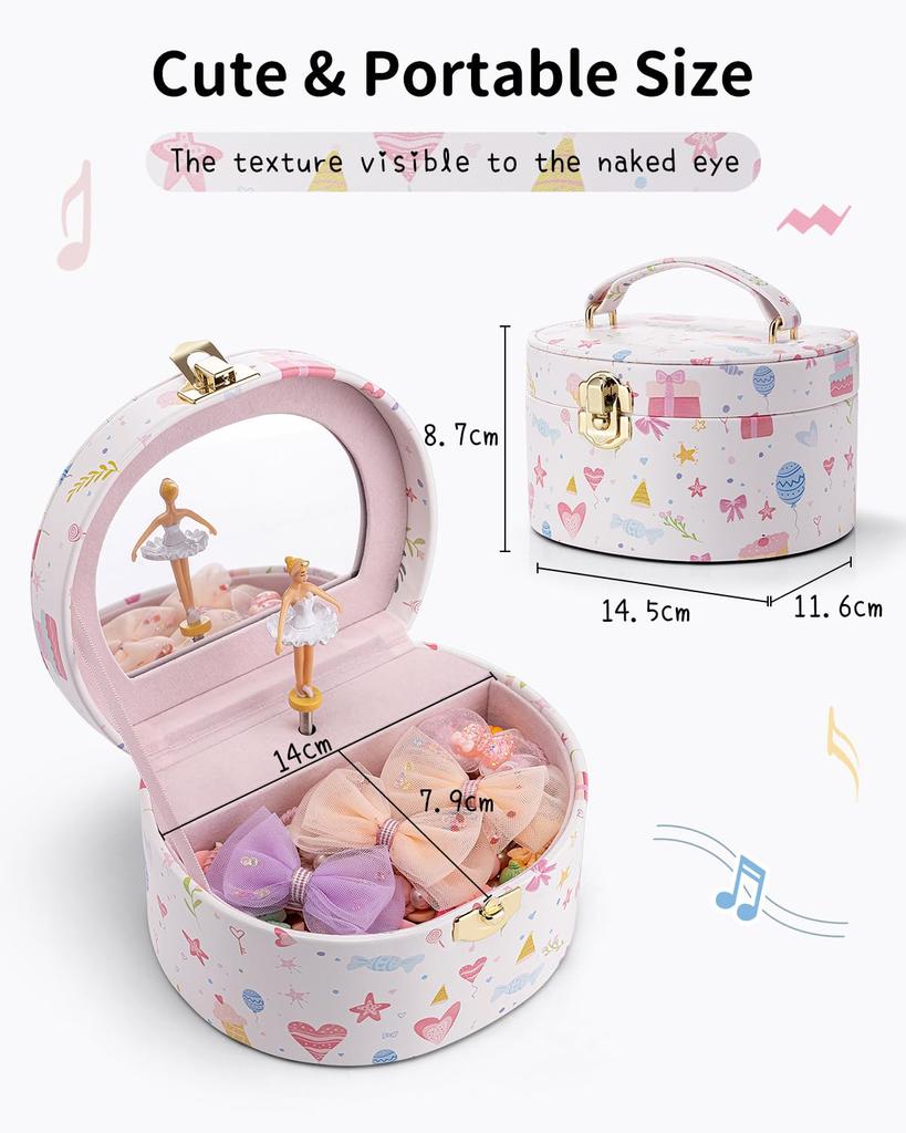 Vlando Birthday Gift Music Box Gift for Daughter Jewelry Box with Mirror Music Box Gift for Children Portable Ballet Recital Present Princess