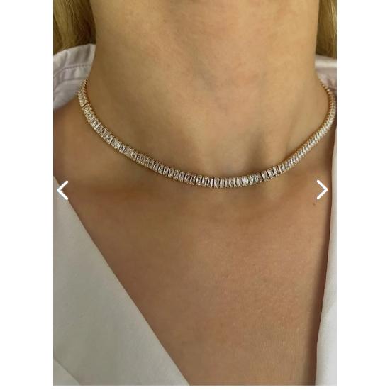 Gold Plated Waterway Zircon Stone Baguette Necklace Gold Color