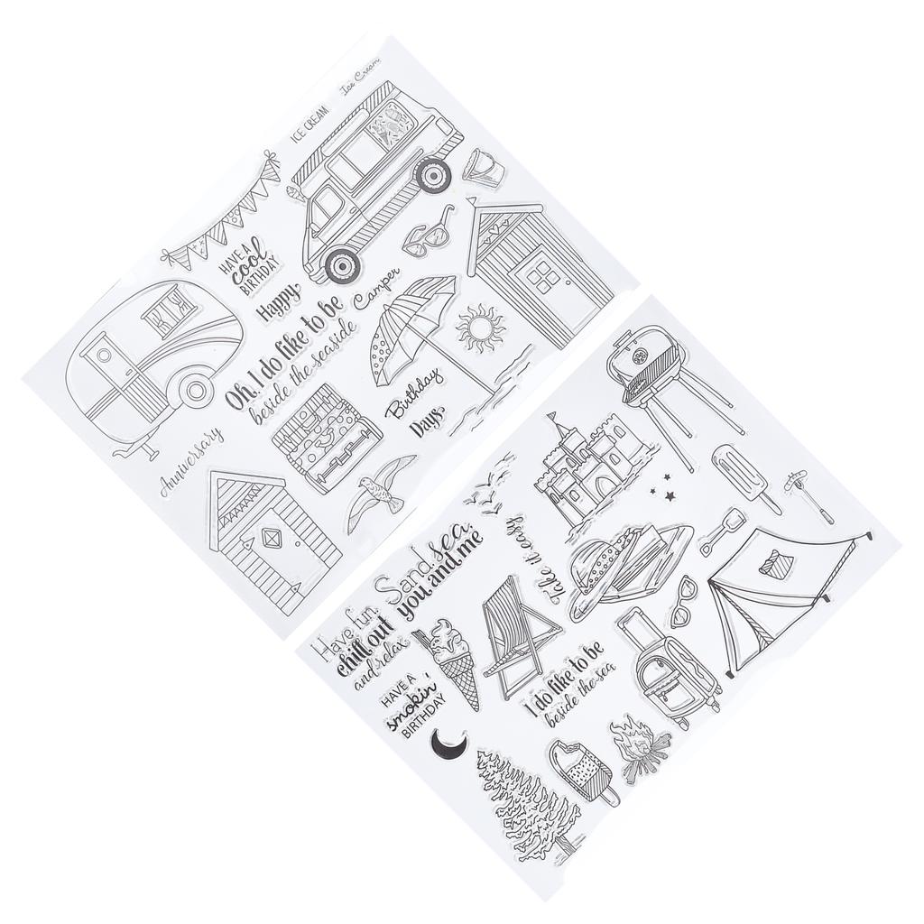 2 шт. прозрачная печать штамп летняя поездка замок автомобиль палатка для изготовления открыток скрапбукинг
