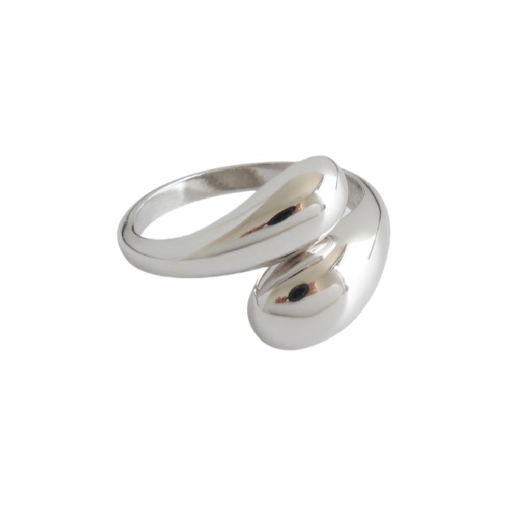 Кольцо из нержавеющей стали в форме воды, однотонные кольца для указательных пальцев, простое металлическое открывающееся кольцо, ежедневное