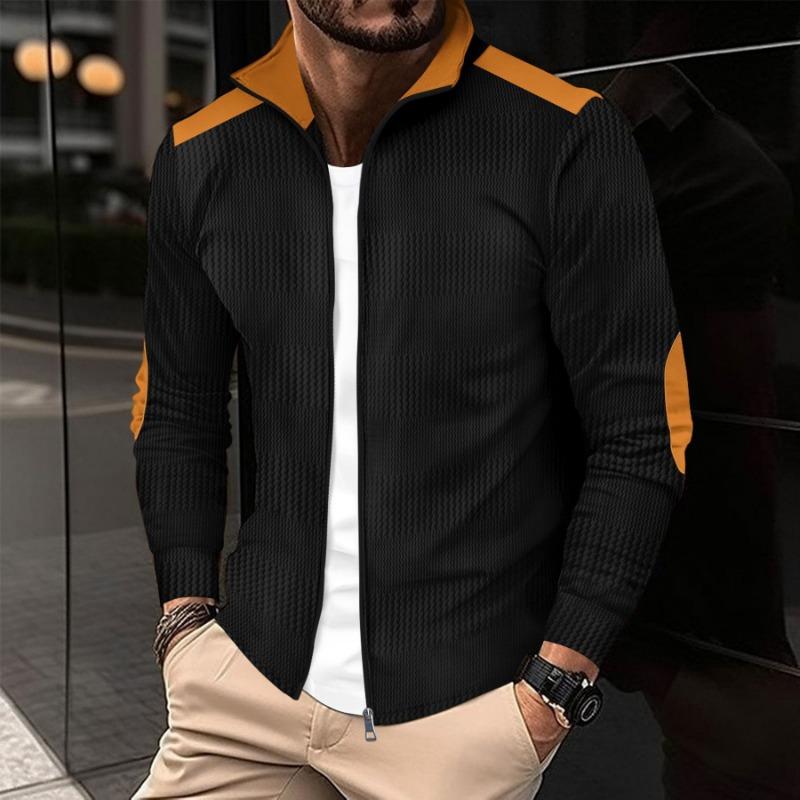 Mens Casual Long Sleeve Turn Down Collar Zip Up Thick Casual Jacket